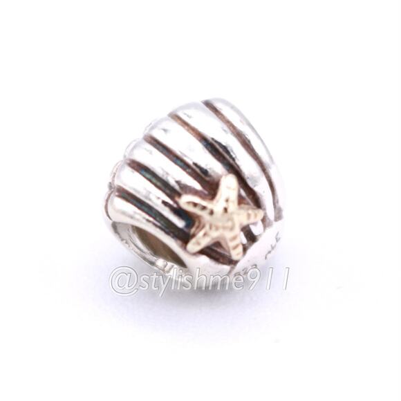 PANDORA Silver Sea Shell Charm with 14K Gold - Picture 9 of 13